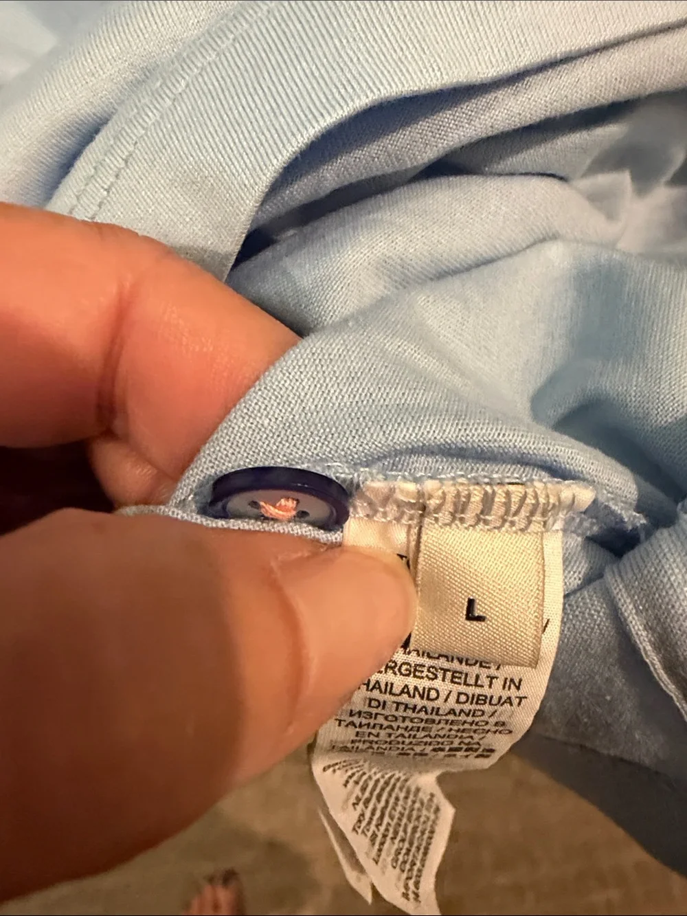 Tory Burch Light Blue Polo with Brown Contrast Collar